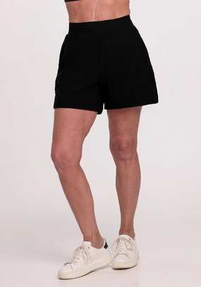 ribbed texture low - rise Maisey Ribbed Shorts - Black