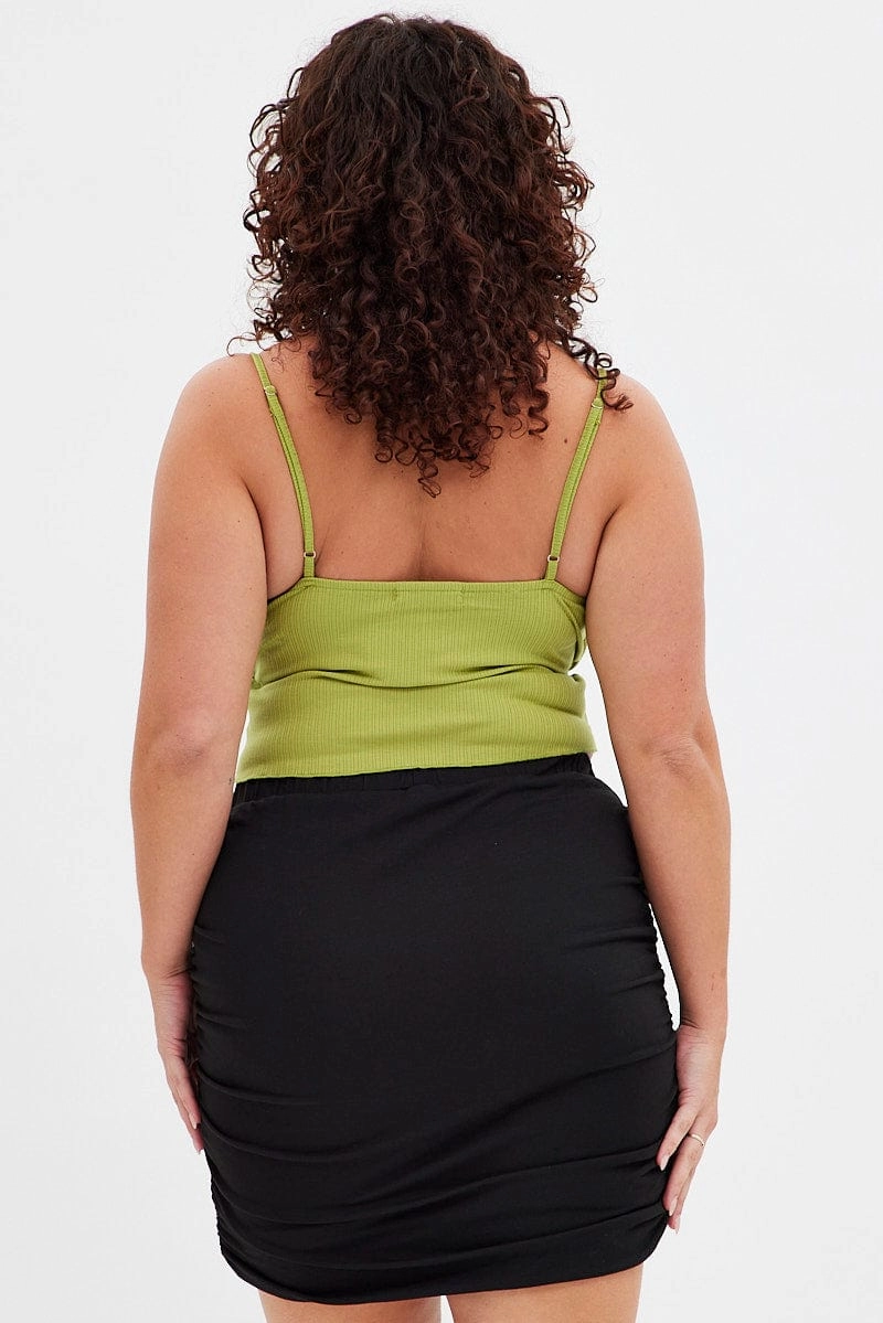 Detail Focus natural fiber Black Bodycon Skirt Mini Ruched