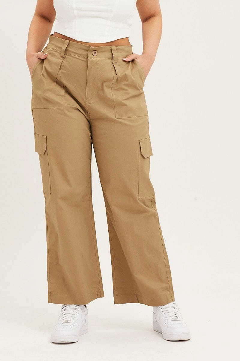 Comfy Waistband No Tag Green Mid Rise Wide Leg Cargo Pants