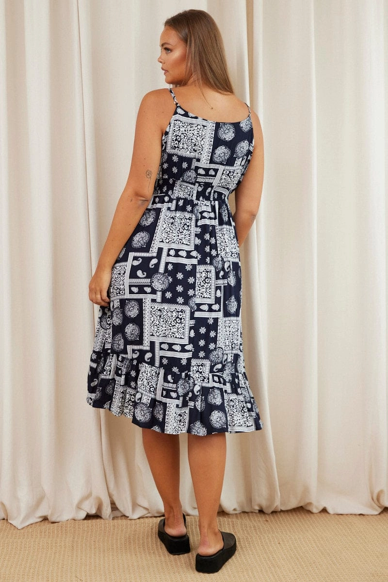 Paisley Pr Midi Dress V-neck Sleeveless Sophisticated Cut