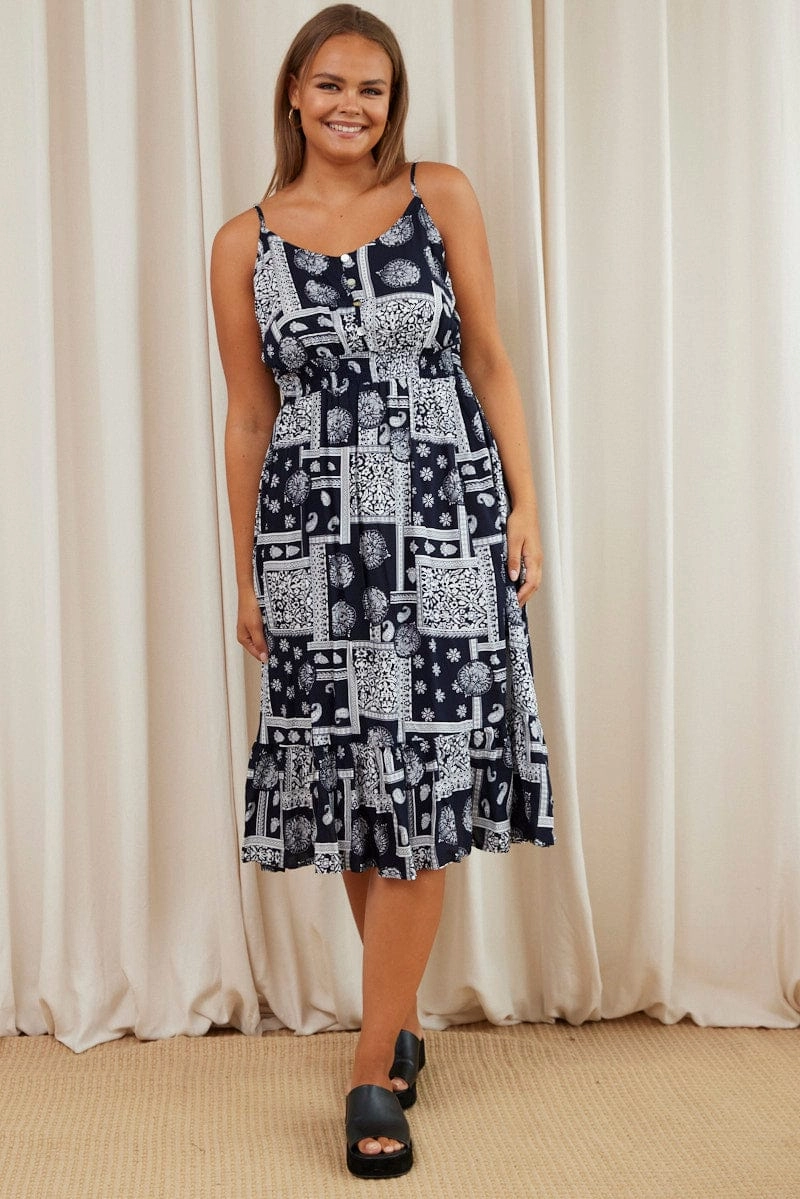 Night Appeal Paisley Pr Midi Dress V-neck Sleeveless