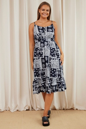Grace Color Paisley Pr Midi Dress V-neck Sleeveless
