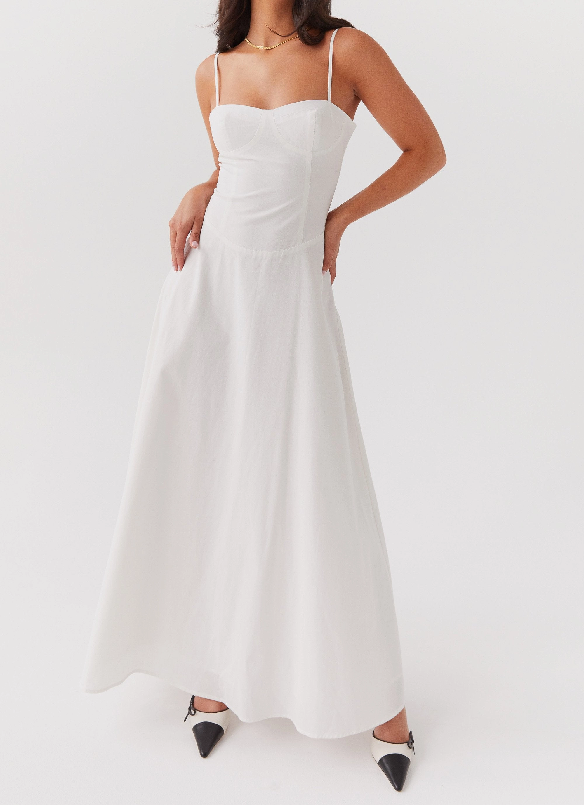 Angelina Linen Maxi Dress - White Soul Warm
