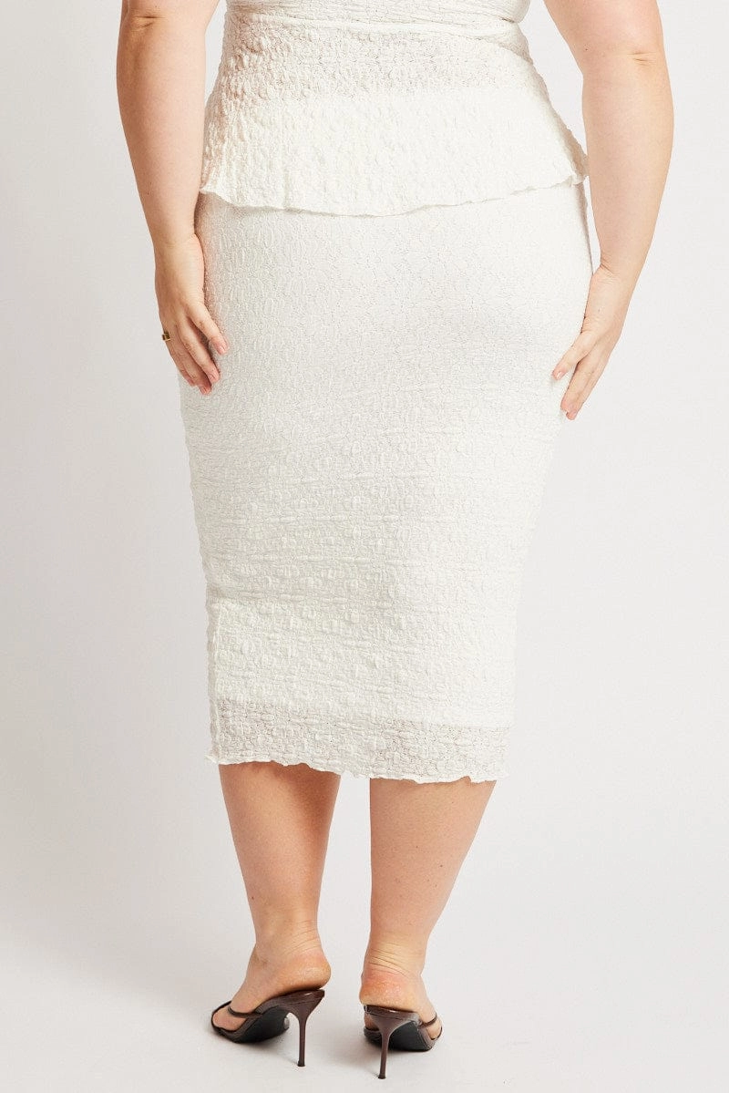 Fashion Pulse White Bubble Lace Texture Skirt