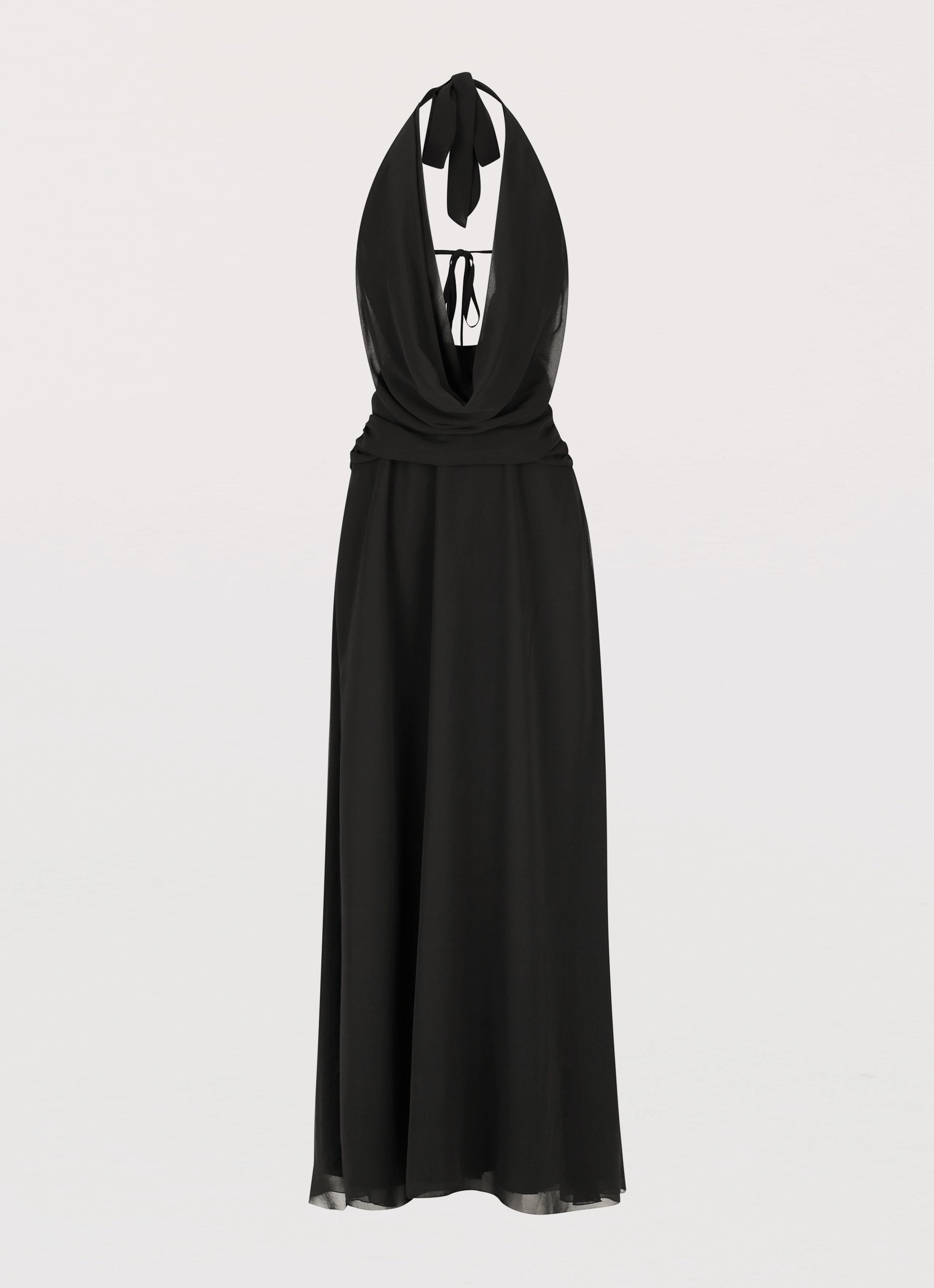 Adjustable-Straps Inner lining Elysia Chiffon Maxi Dress - Black