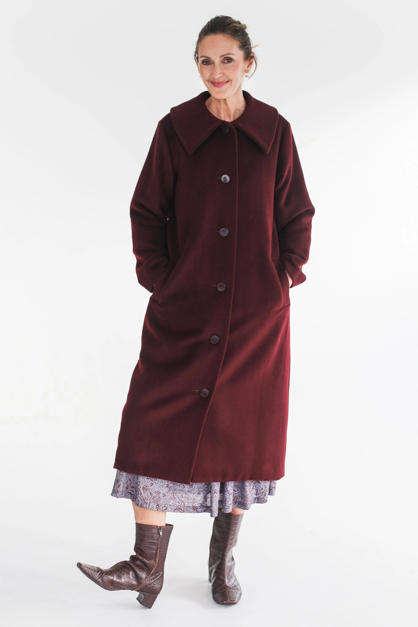 Subtle Texture Marcel Coat | Ruby