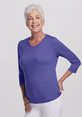 RelaxedFit mix and match Elena 3/4 Sleeve V Neck - Ink Blue