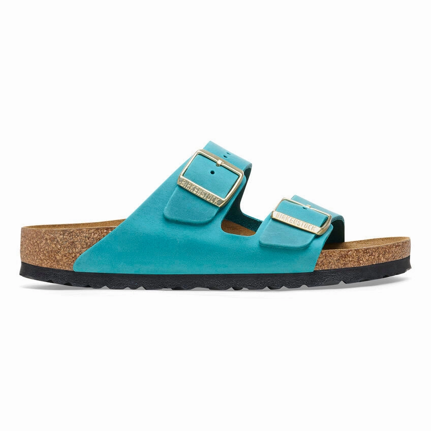 Birkenstock Women's Arizona Sandal - Biscay Bay Oiled Leather Easy Slip On
