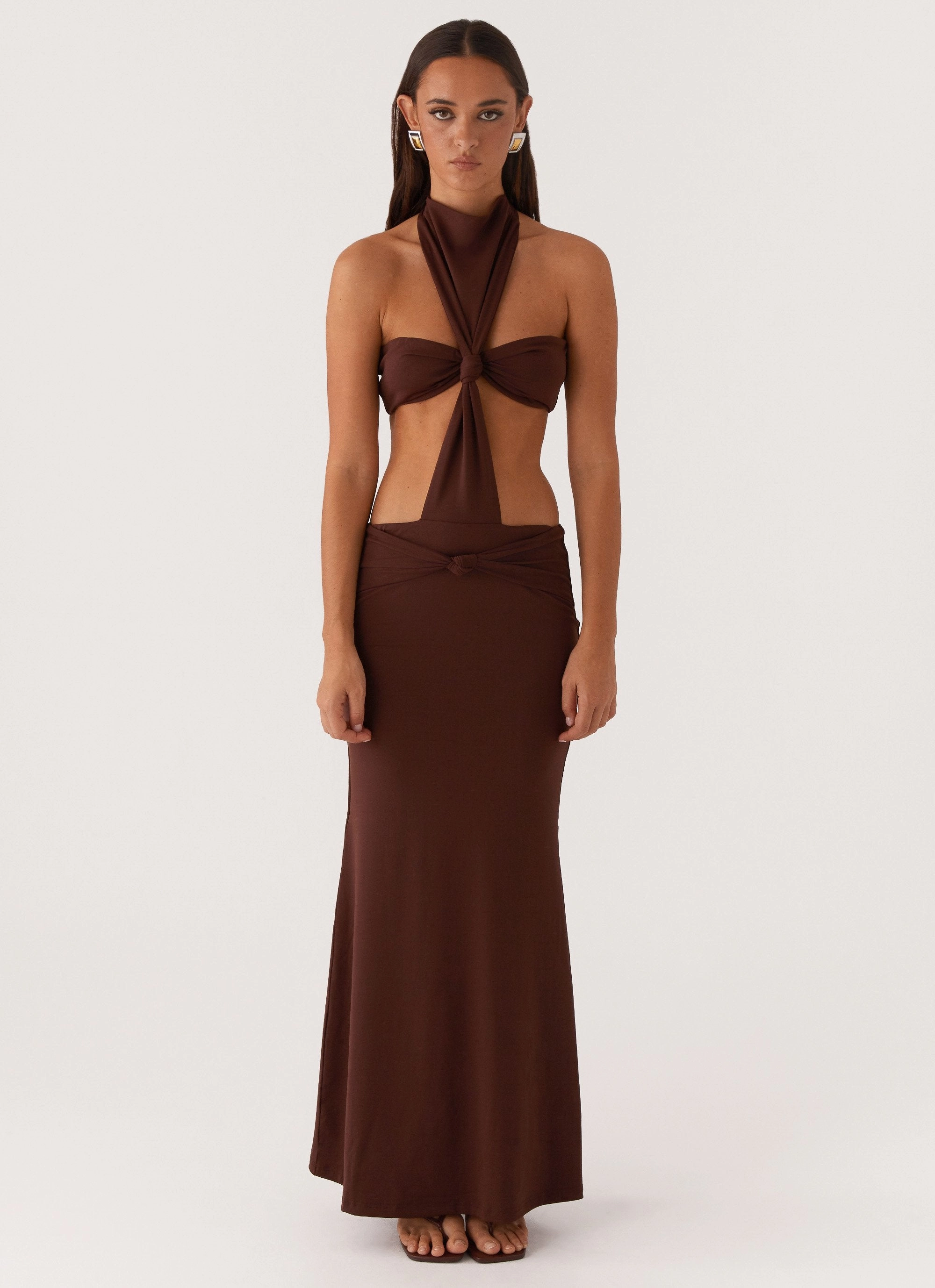 Elinor Maxi Dress - Chocolate Classy Look TemperatureRegulatingFabric