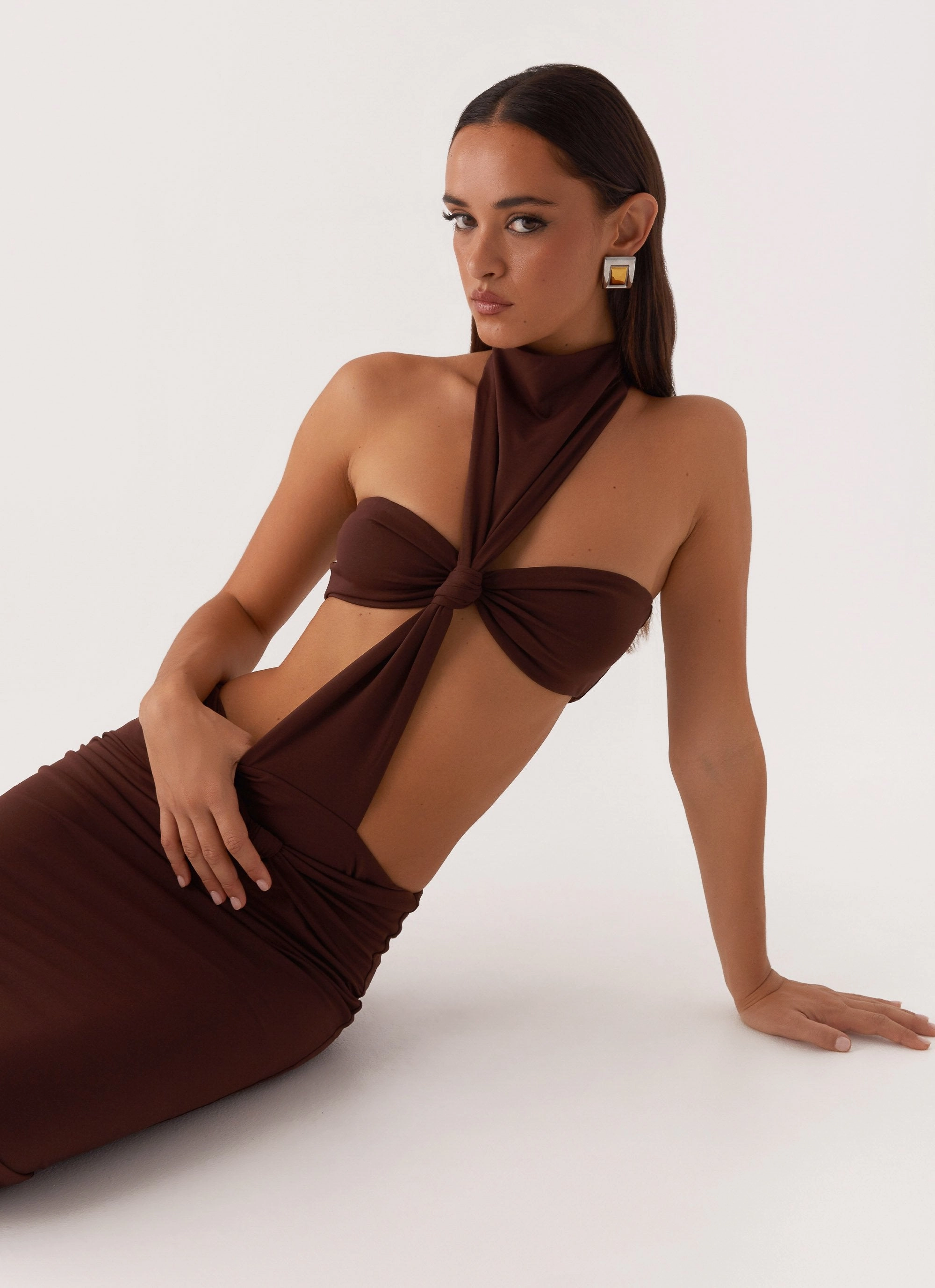 Elinor Maxi Dress - Chocolate Satin Layers
