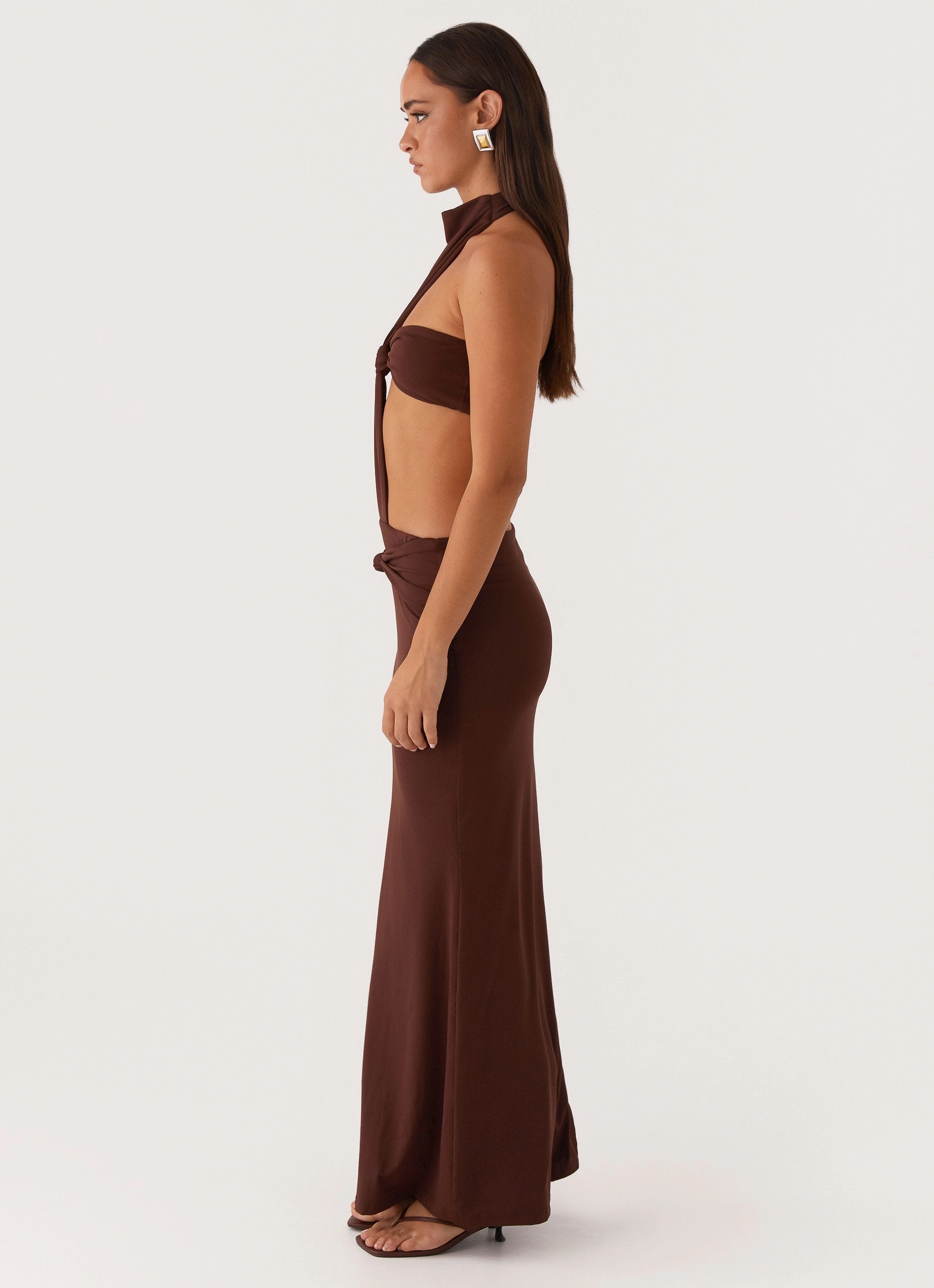 Velvet-Edge Soft cotton blend dress Elinor Maxi Dress - Chocolate