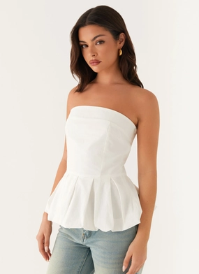 Ellen Bubble Hem Top - Ivory Vibrant Form