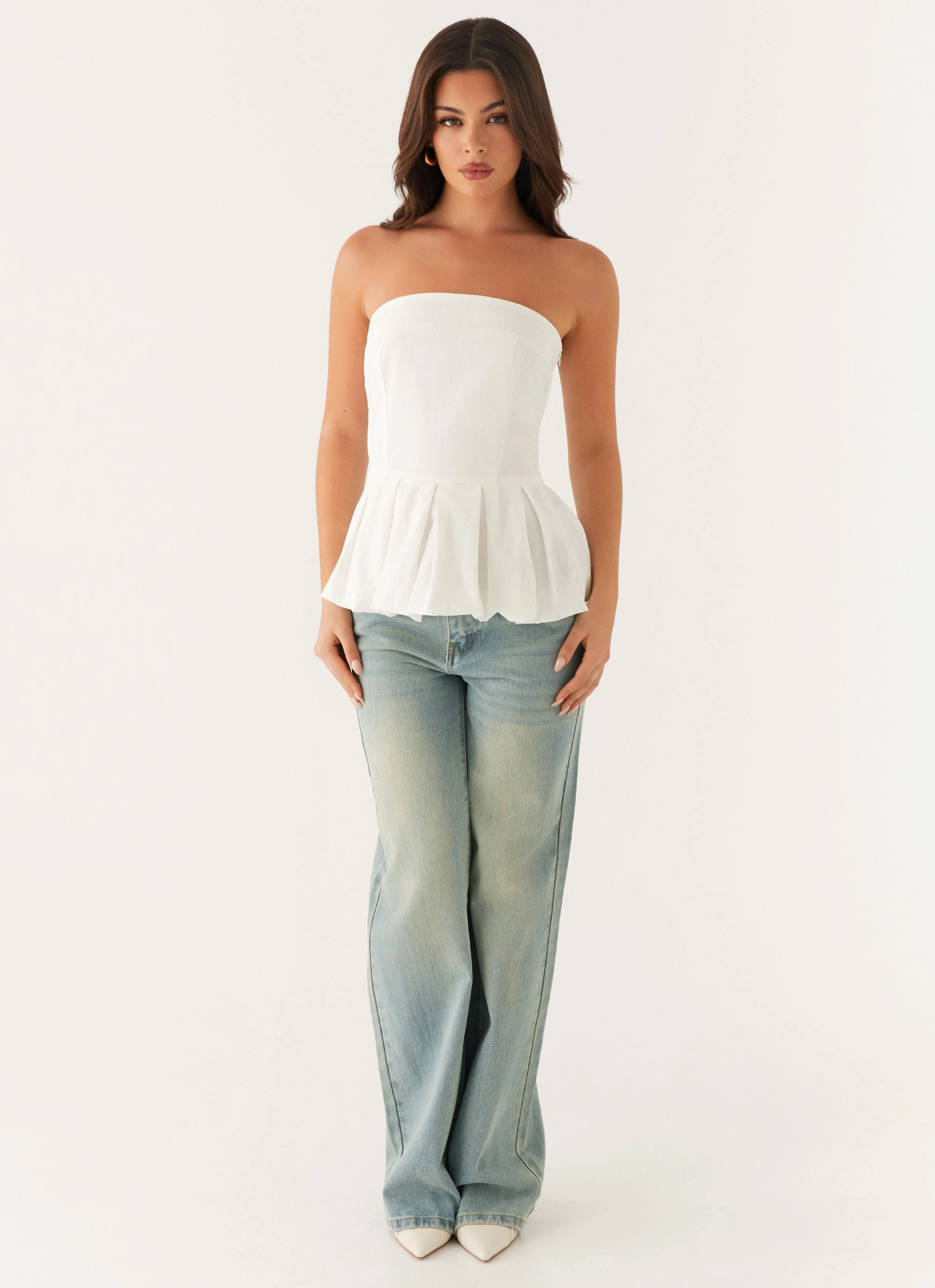 Ellen Bubble Hem Top - Ivory Casual Must-Have