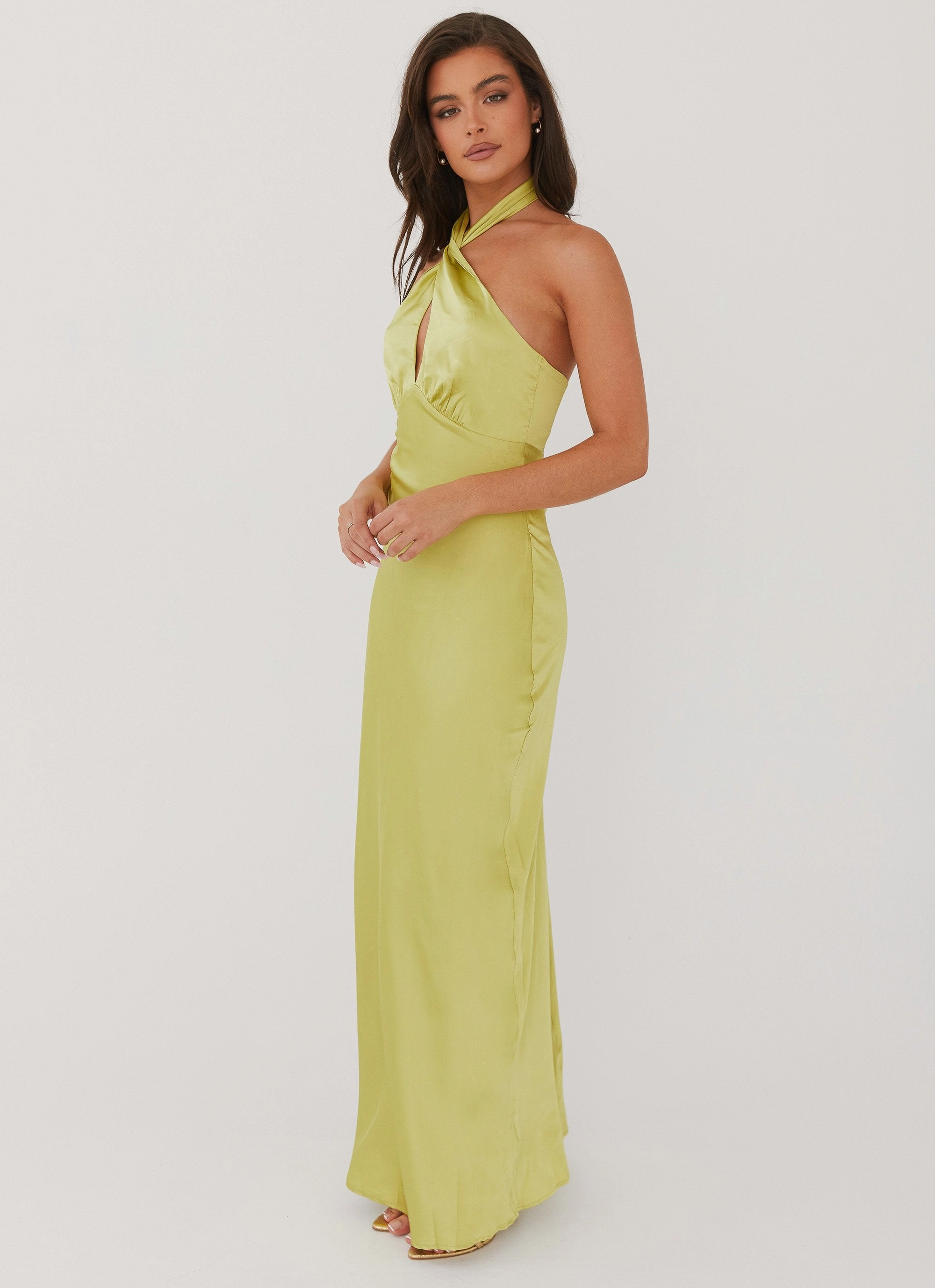 Natural Wrap Elowen Maxi Dress - Chartreuse