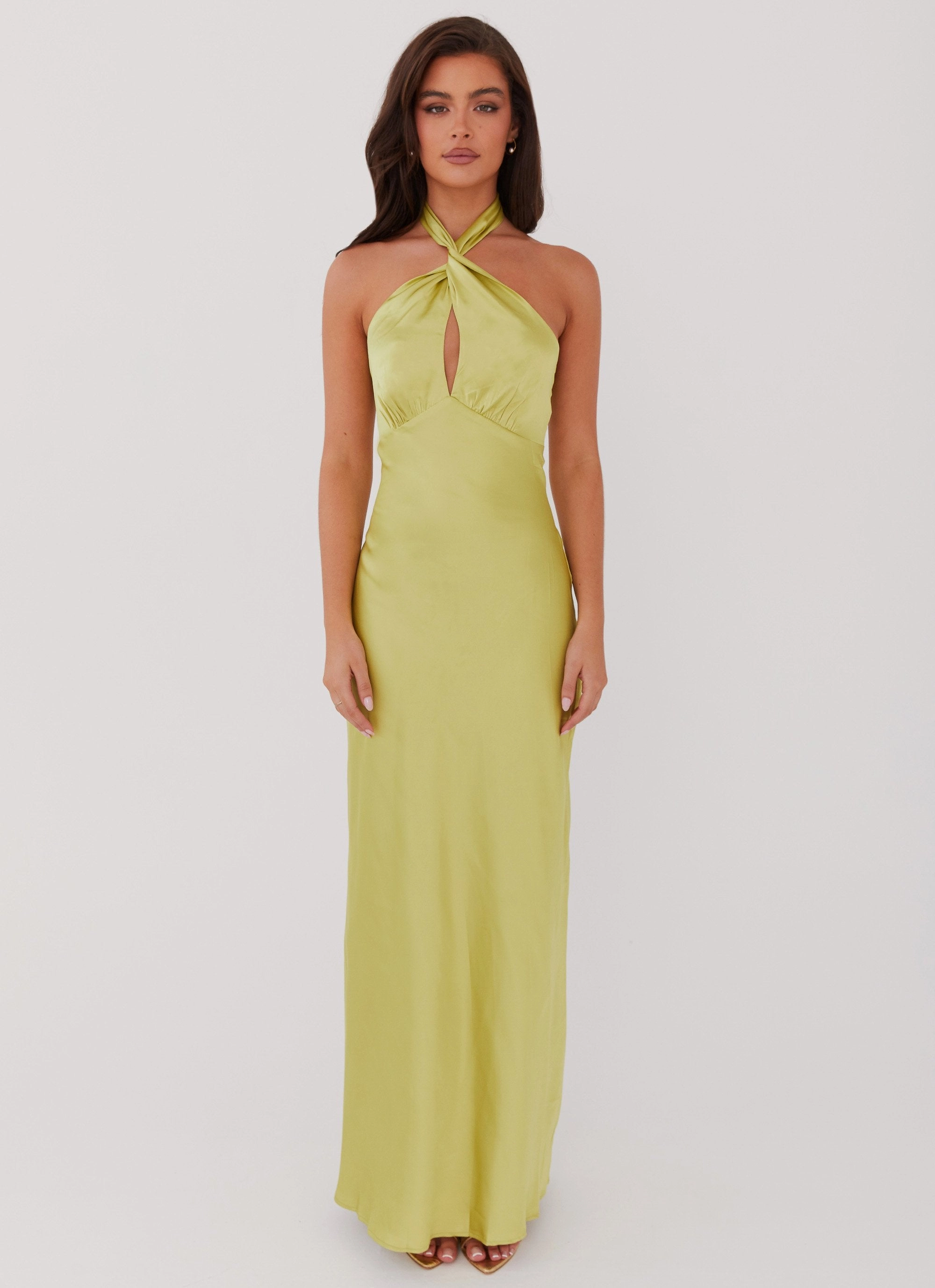 Elowen Maxi Dress - Chartreuse Silky Surface