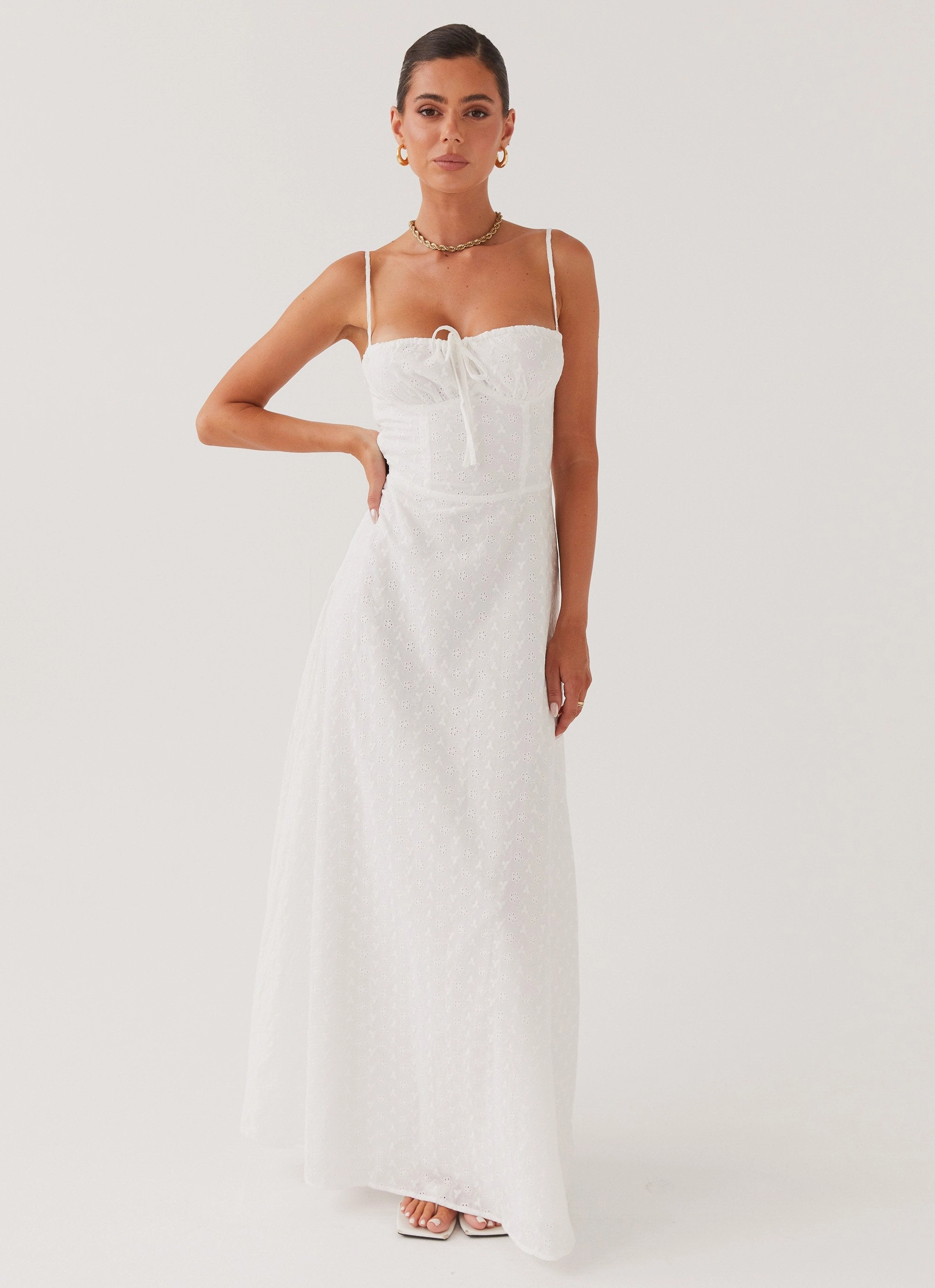 Radiant Mood Elsie Broderie Maxi Dress - White