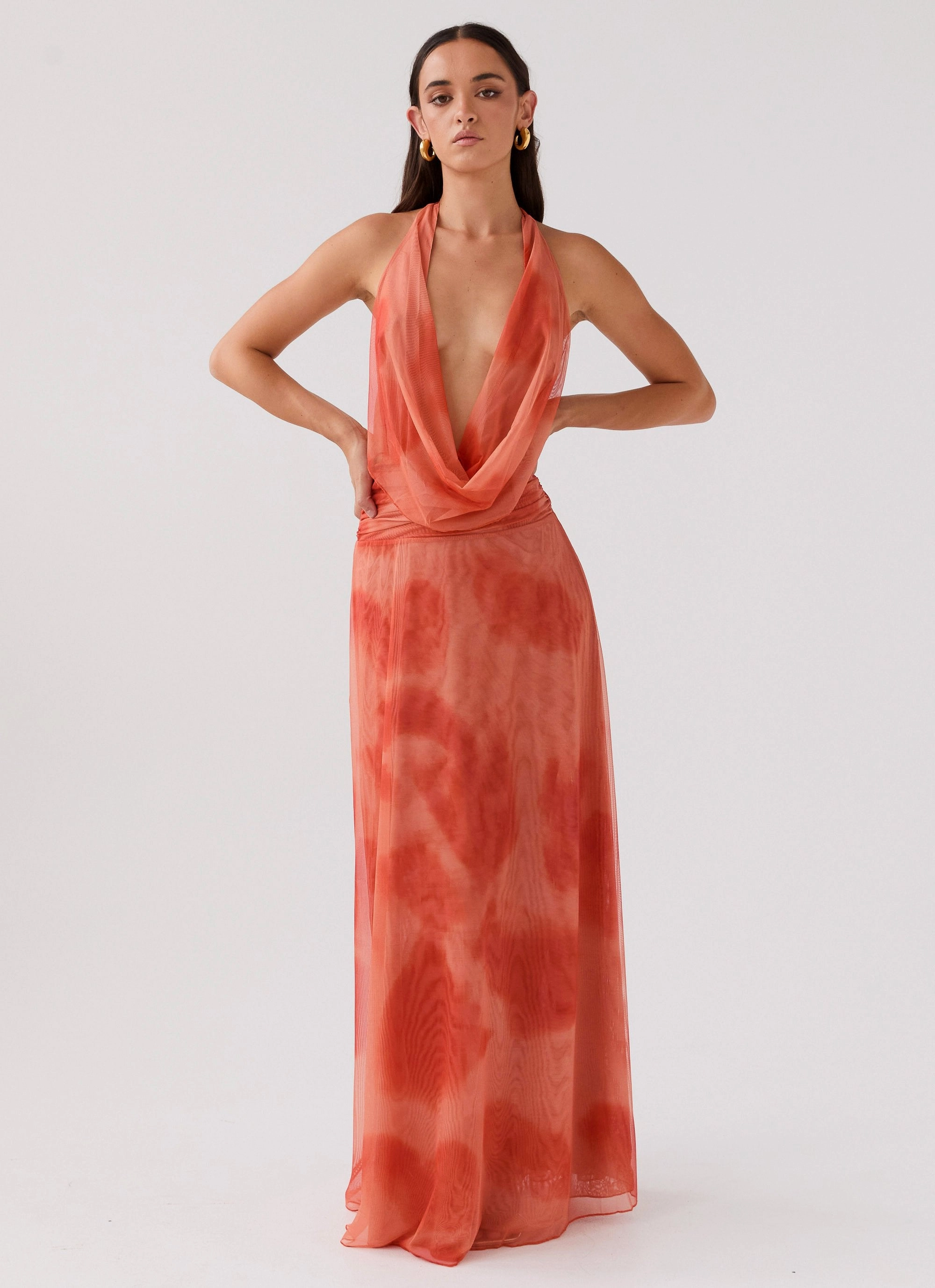 Elysia Chiffon Maxi Dress - Fiery Fusion Smart touch