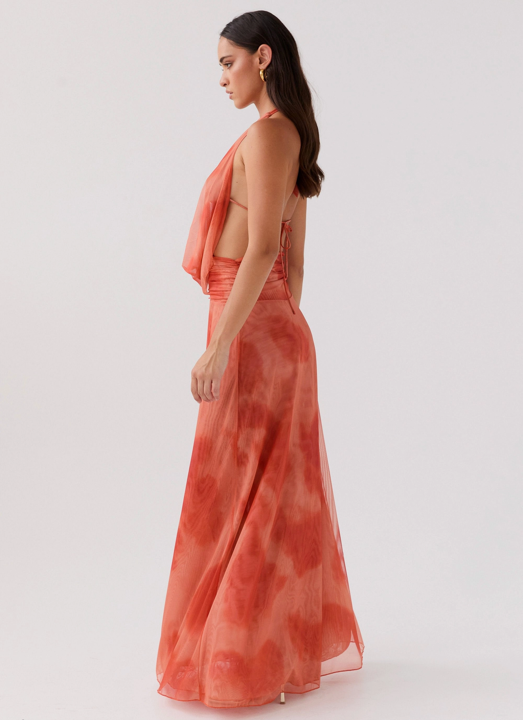 Elysia Chiffon Maxi Dress - Fiery Fusion Boxy-Style