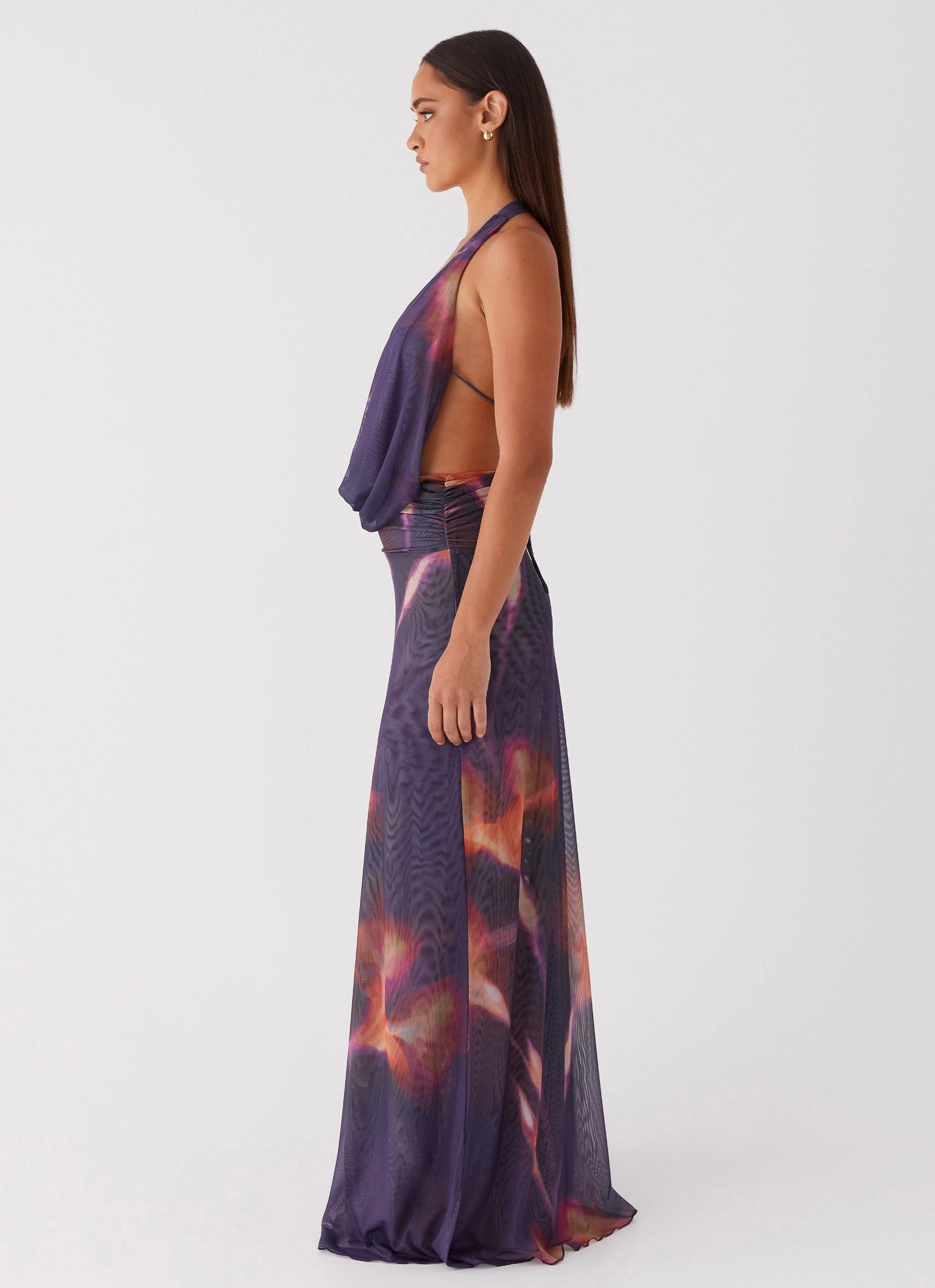 Elysia Mesh Maxi Dress - Midnight Bloom Chic Vibe