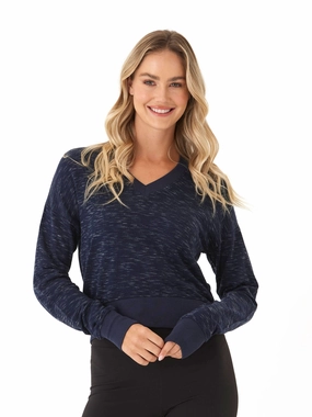 Elyzza Rhythm Slub V-Neck Pullover Layered Protection Seamless Design