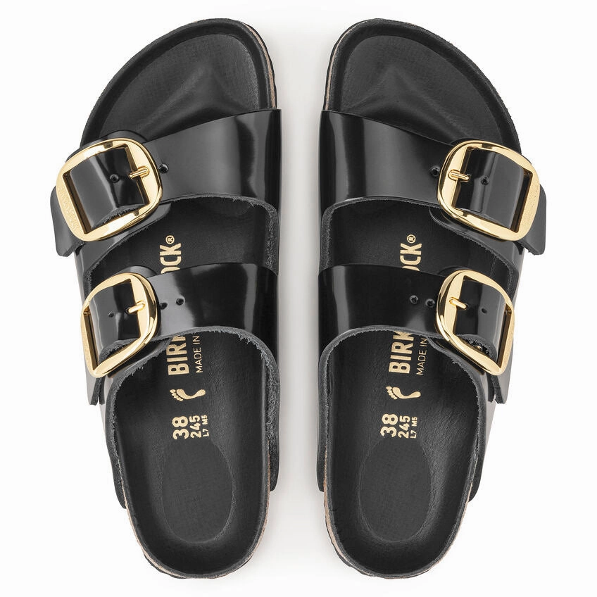 Birkenstock Women's Arizona Big Buckle Sandal - High Shine Black Resort Ready Calm Mood