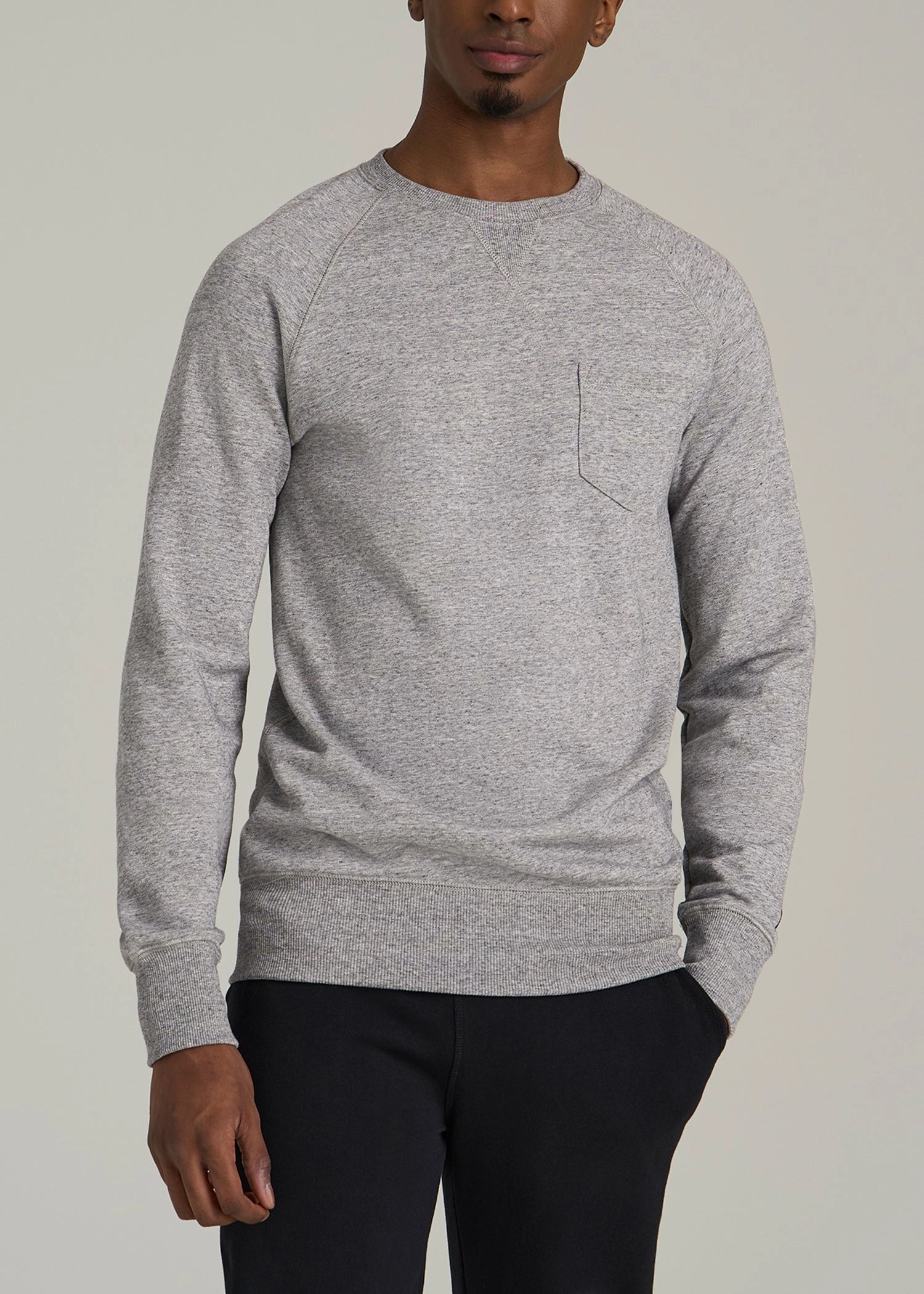 product patch uniqueness Wearever 2.0 French Terry Crewneck Sweatshirt for Tall Men in Heathered Grey