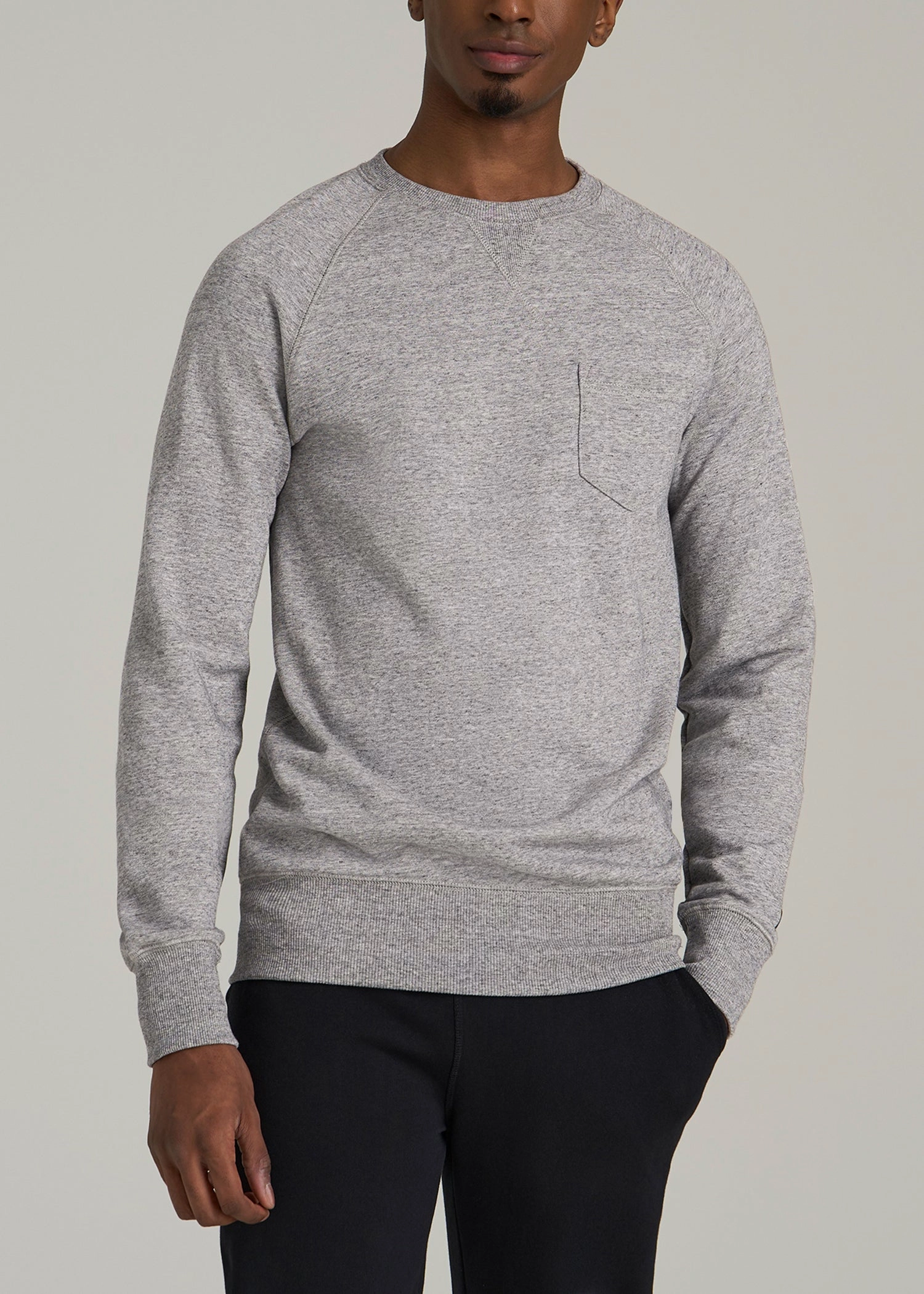 Fashion Top tropical print Wearever 2.0 French Terry Crewneck Sweatshirt for Tall Men in Heathered Grey