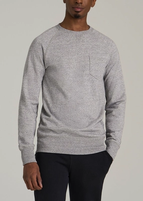 Fashion Top tropical print Wearever 2.0 French Terry Crewneck Sweatshirt for Tall Men in Heathered Grey