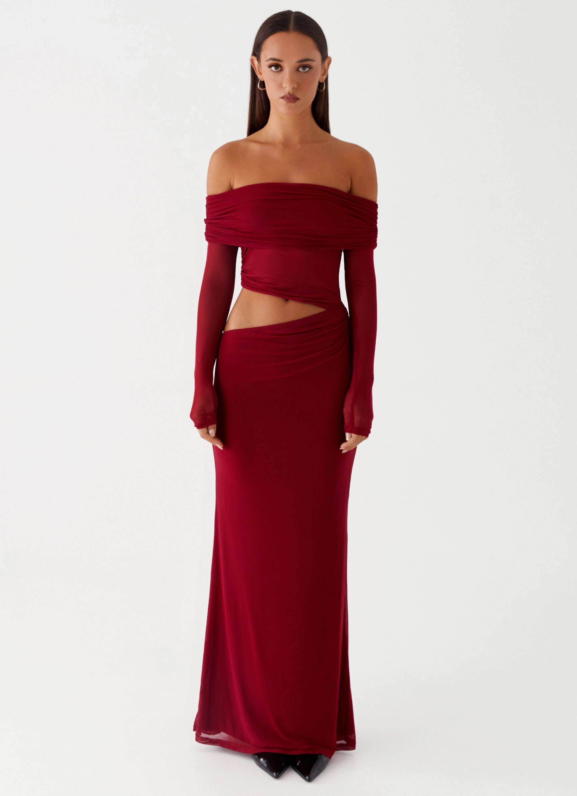 Emery Maxi Dress - Cherry Red Neutral Base