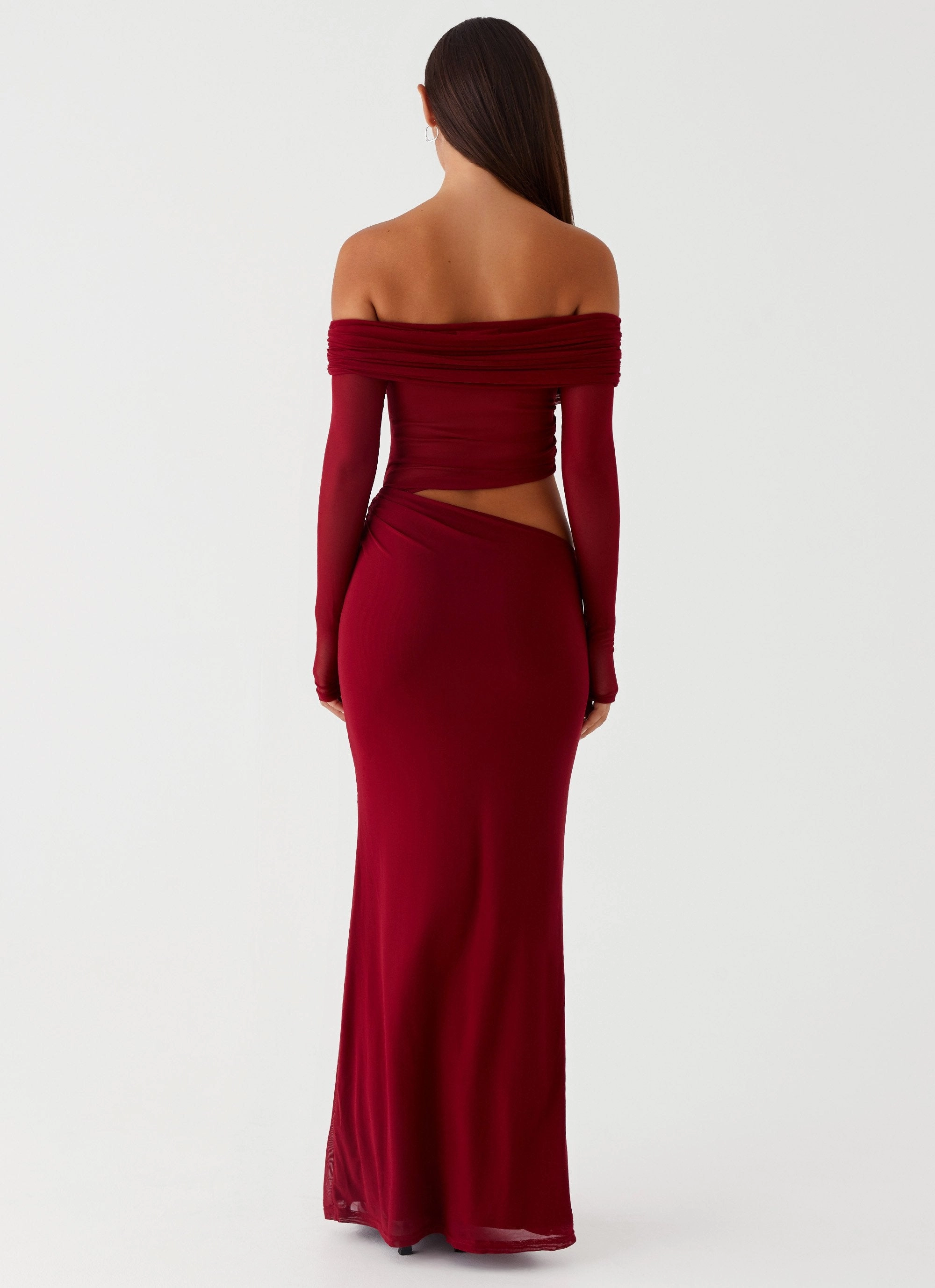 Fresh Color Cozy Layer Emery Maxi Dress - Cherry Red