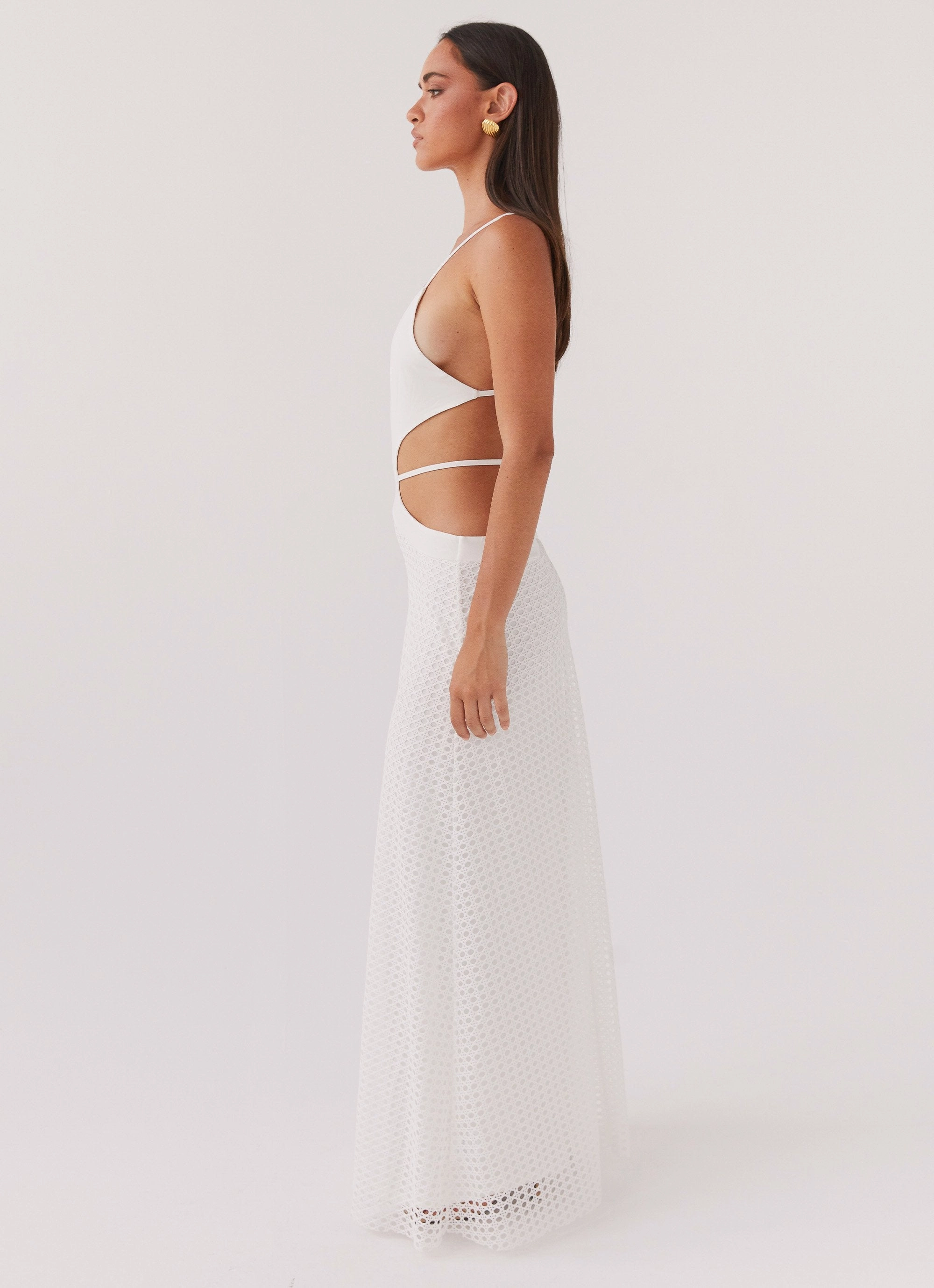 Enchanted Melodies Maxi Dress - White Texture Blend