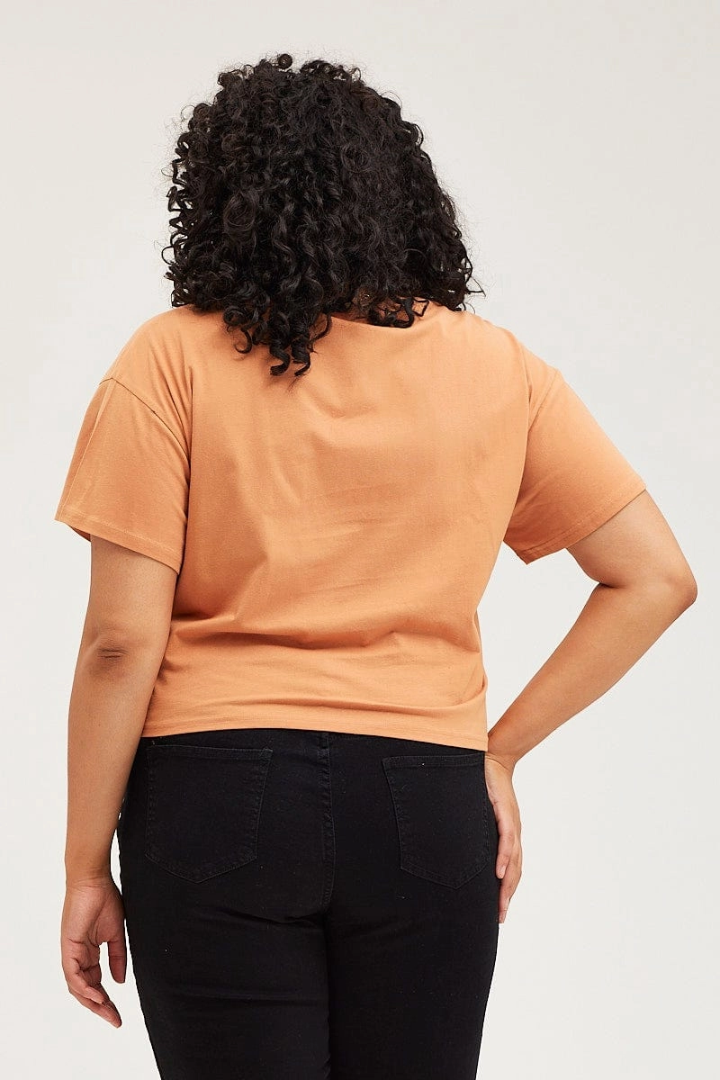 Everyday Flex Breathable Comfort Fit Beige Crop T-shirt Portland Embroidered Cotton Semi