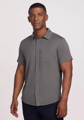 Non Fading Material Endi Full Button Down Shirt - Iron Stone