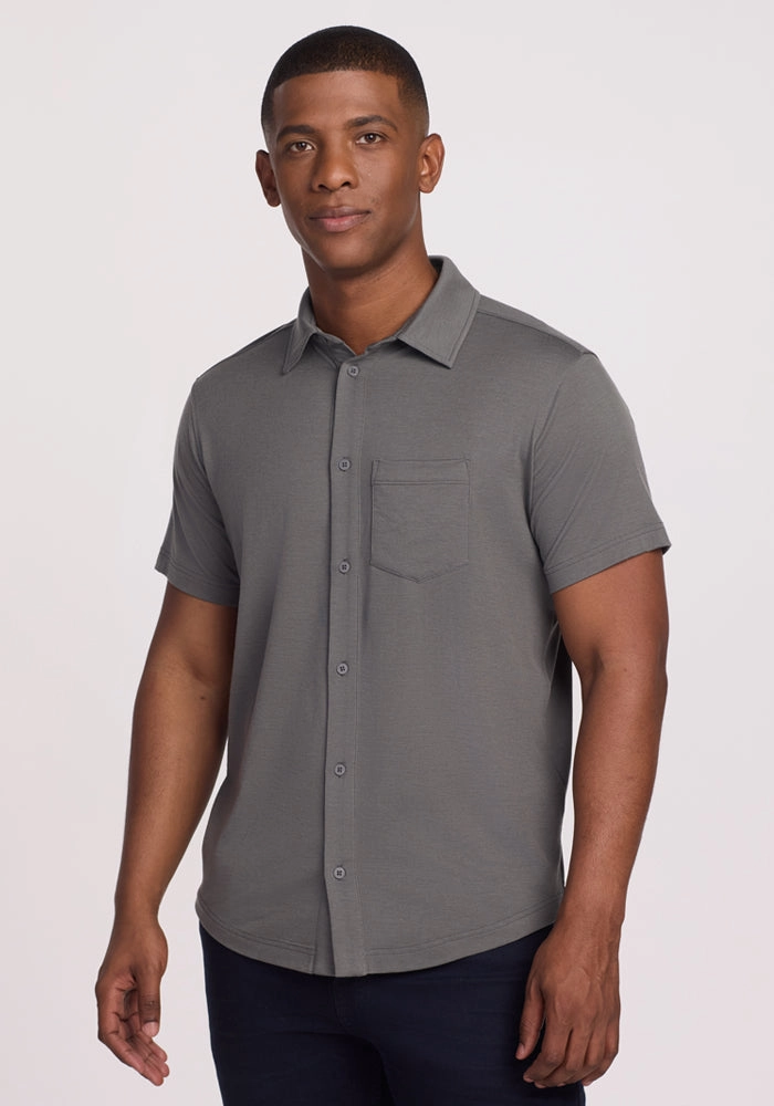 Airflow Ventilation System Endi Full Button Down Shirt - Iron Stone