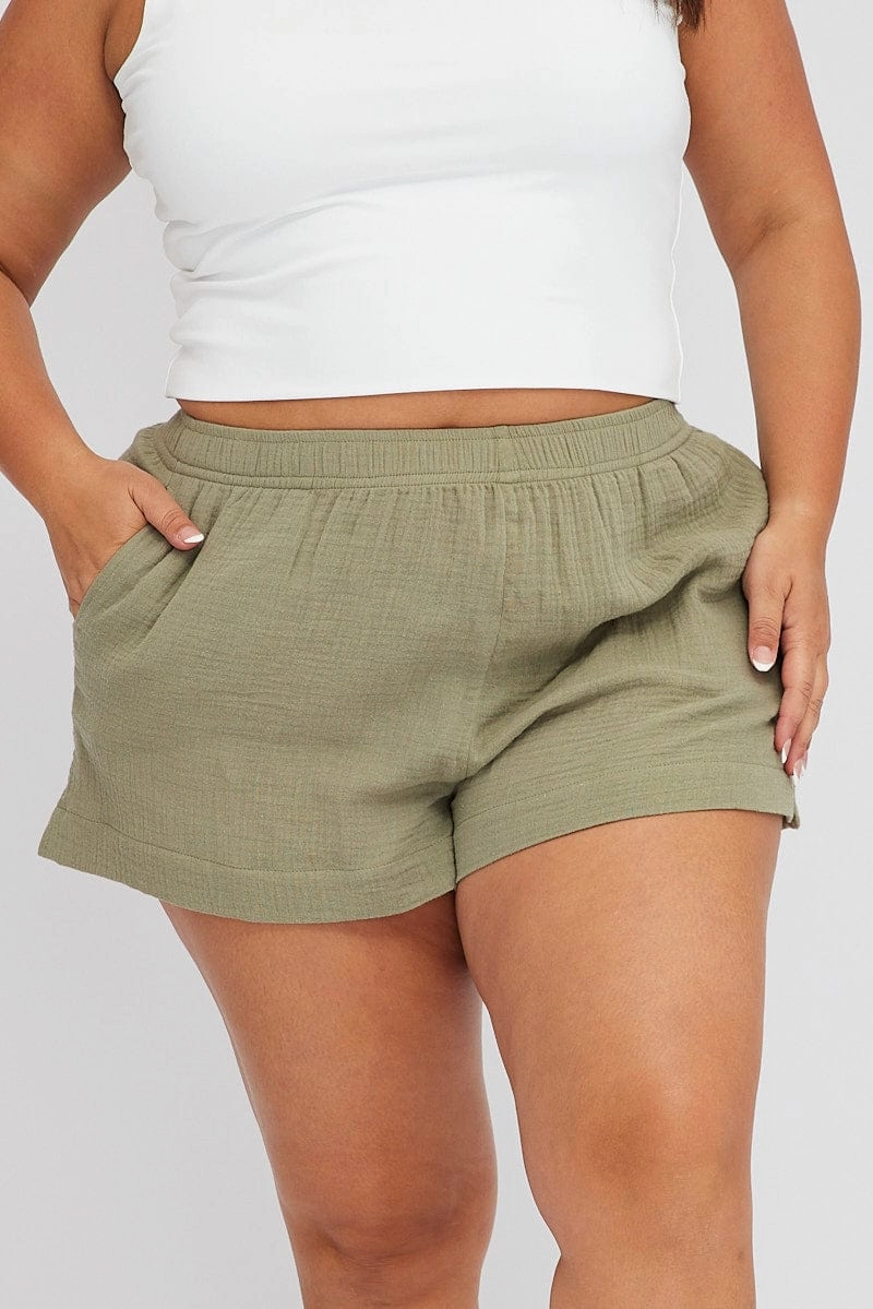 Everyday Ready Hot Weather Green Relaxed Shorts High Rise