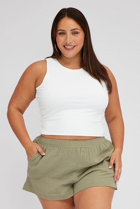 Green Relaxed Shorts High Rise cycling attire