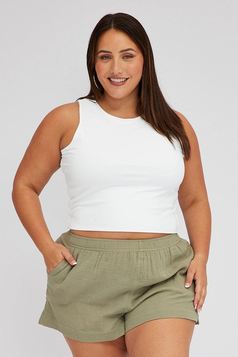 Green Relaxed Shorts High Rise cycling attire