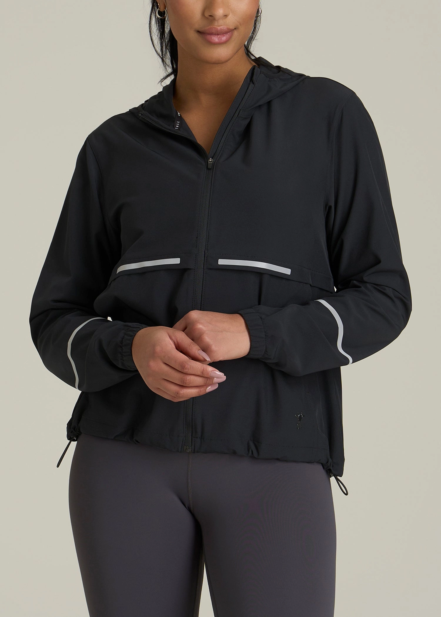 Featherweight Packable Jacket for Tall Women in Black Layer Up Style Detachable Layer