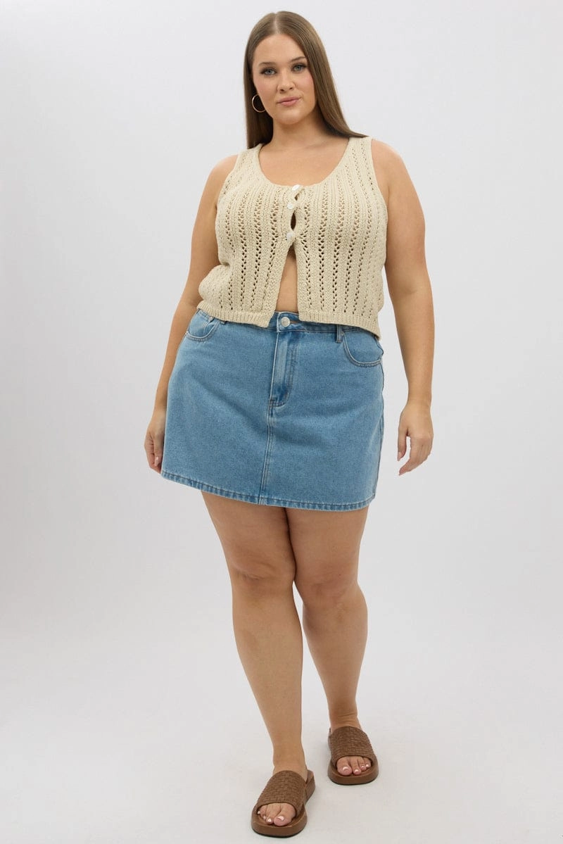 Beige Crochet Cardigan Sleeveless Effortless Travel Wear Changeable Style