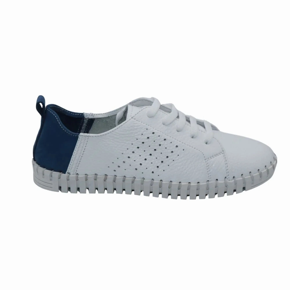 Mood Fit Closed Toe Eric Michael by Laurevan Women's Brandie Shoe - Denim/White