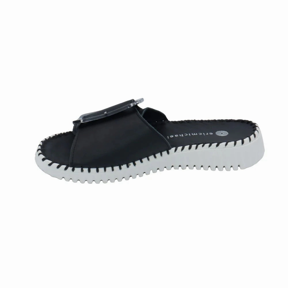 Eric Michael by Laurevan Women's Darla Slide - Black Cool Touch Flexible Flip-flops