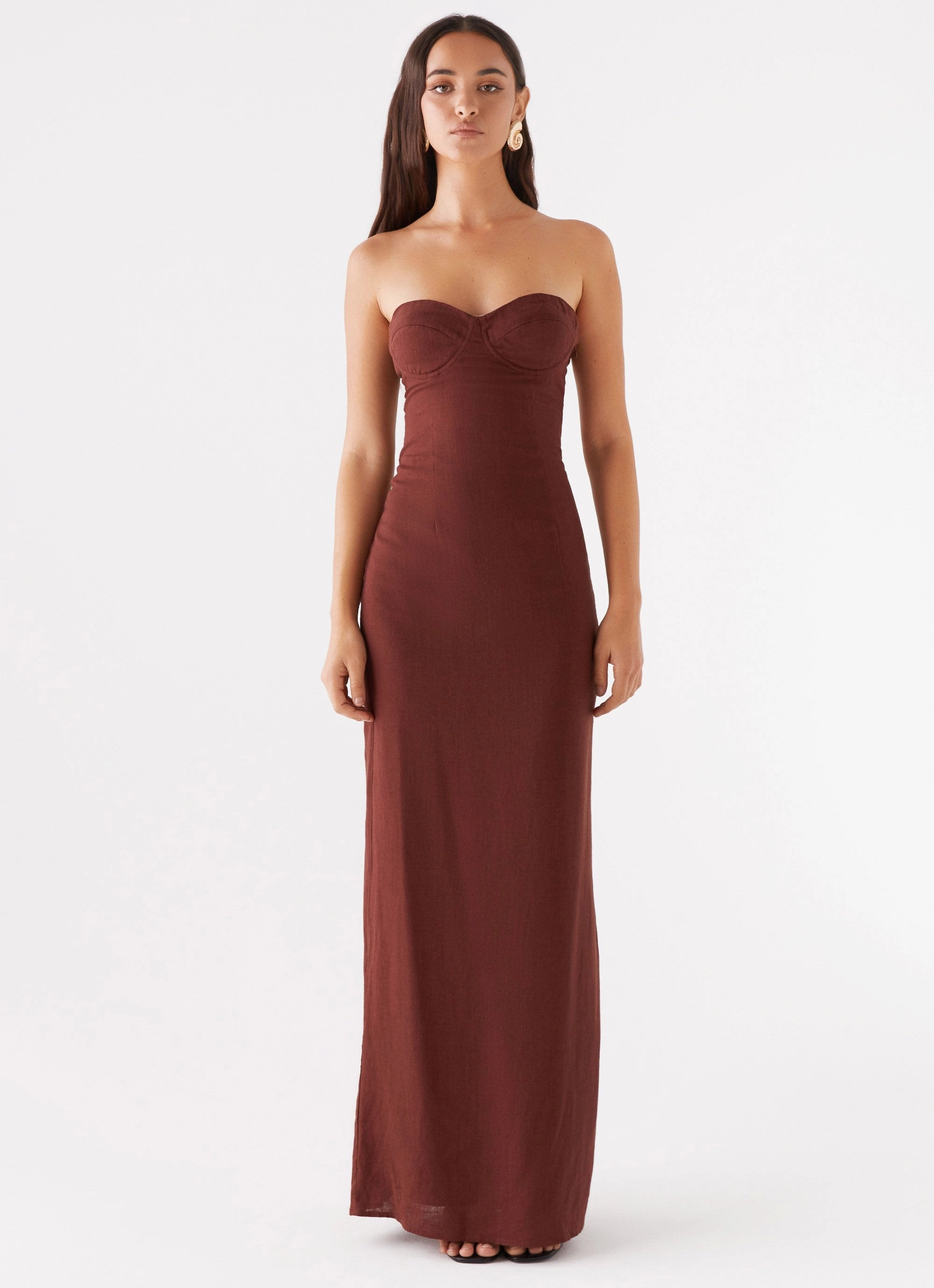 Natural Flow Essential Style Esra Strapless Maxi Dress - Chocolate