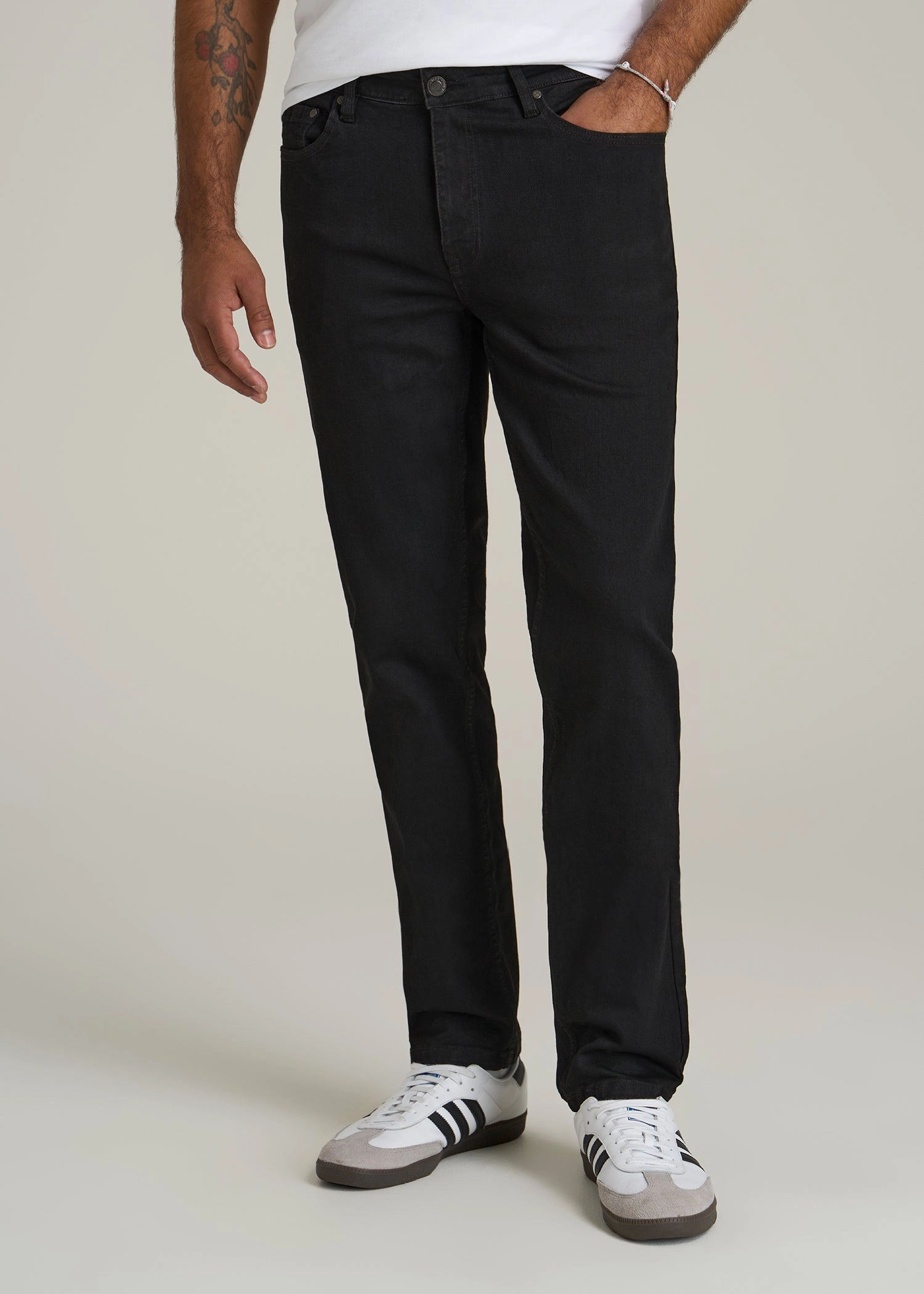 A.T. Basics Men's Dylan Slim Fit Jeans for Tall Men in Black Breathable fabric technology