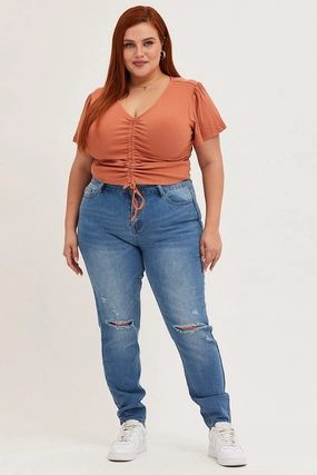 Blue High Rise Rip Denim Jeans Eco Friendly Night Out Anytime Wear