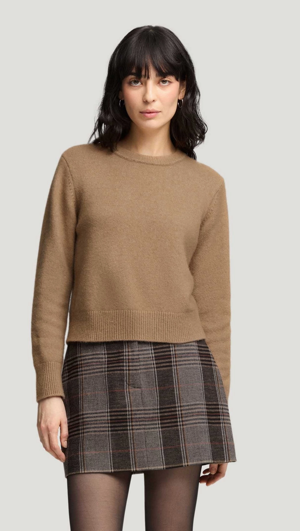 Shrunken Crewneck in Luxe Yarn | Camel Urban Essential Thin