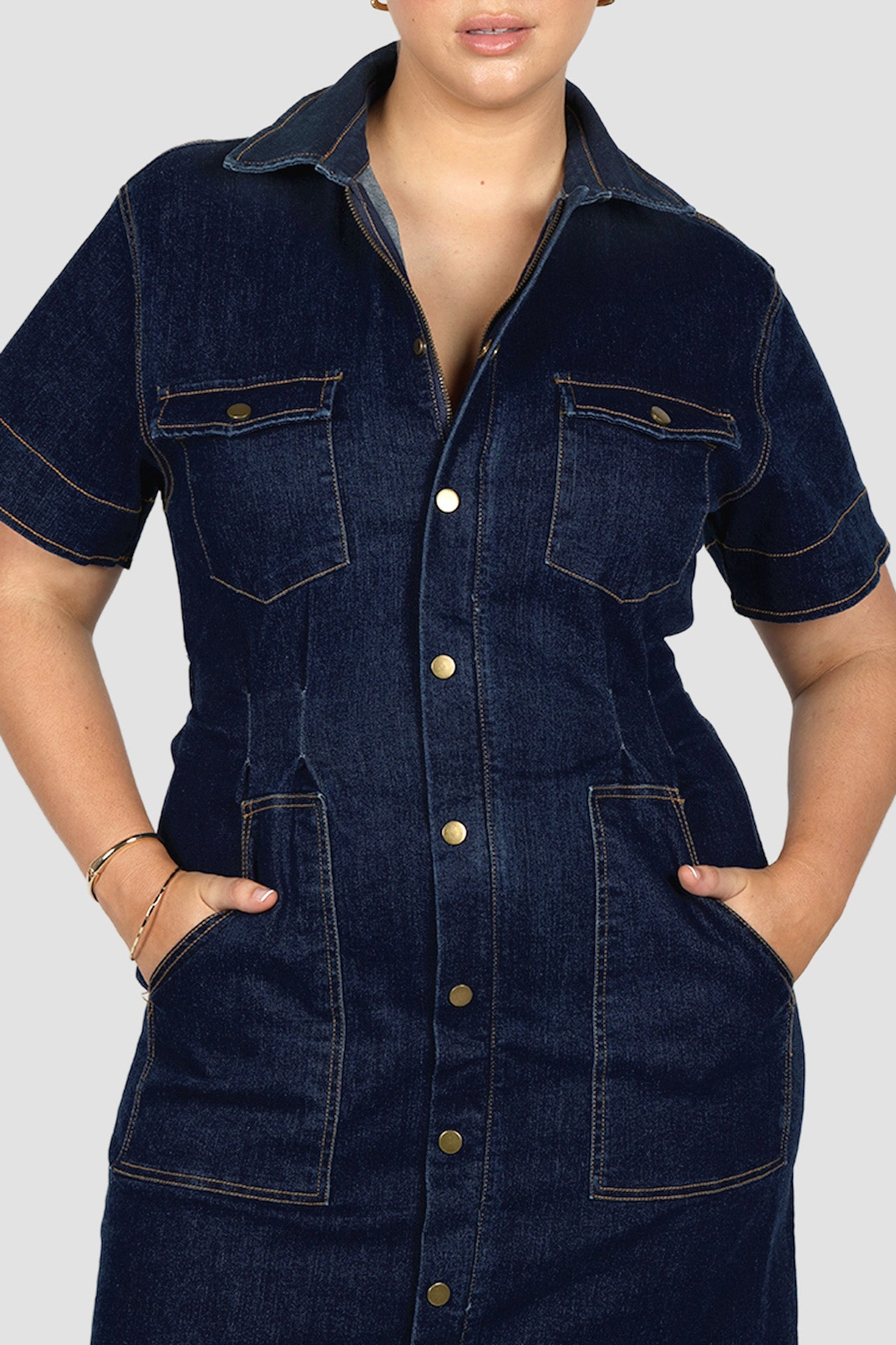 SAVEIRA DENIM MIDI DRESS MIDNIGHT Spring Flow Smart touch