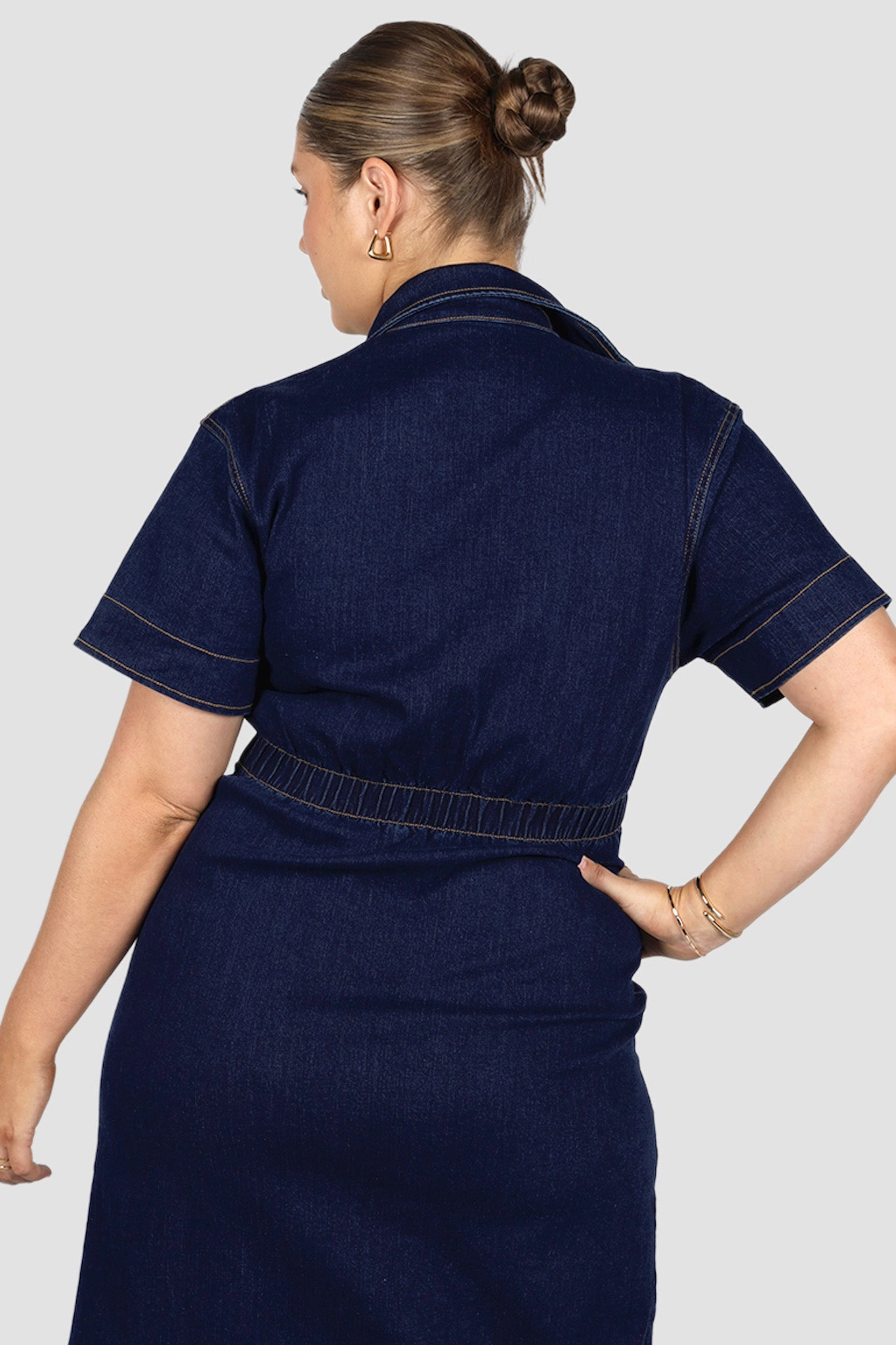 SAVEIRA DENIM MIDI DRESS MIDNIGHT Smooth Wear Removable-Straps