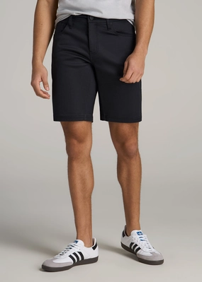 Everyday Comfort 5 Pocket Short for Tall Men in Black Stretch Tech Bold Statement