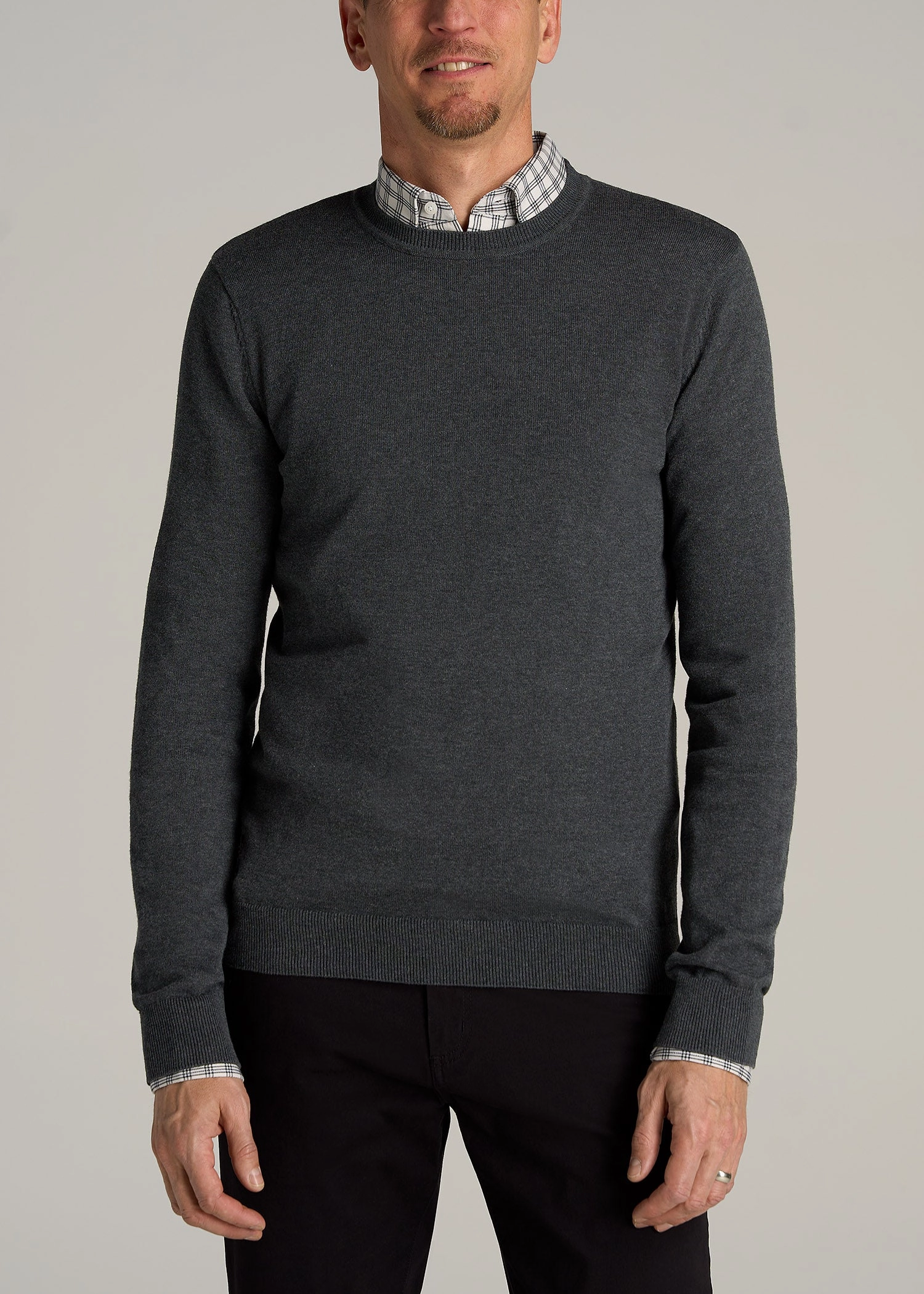 Everyday Crewneck Tall Men's Sweater in Charcoal Mix Sports Wear active top