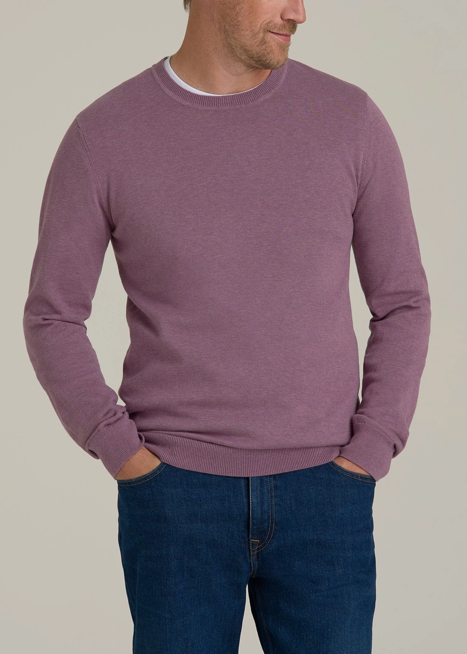 Everyday Crewneck Tall Men's Sweater in Grapeade Soft Texture